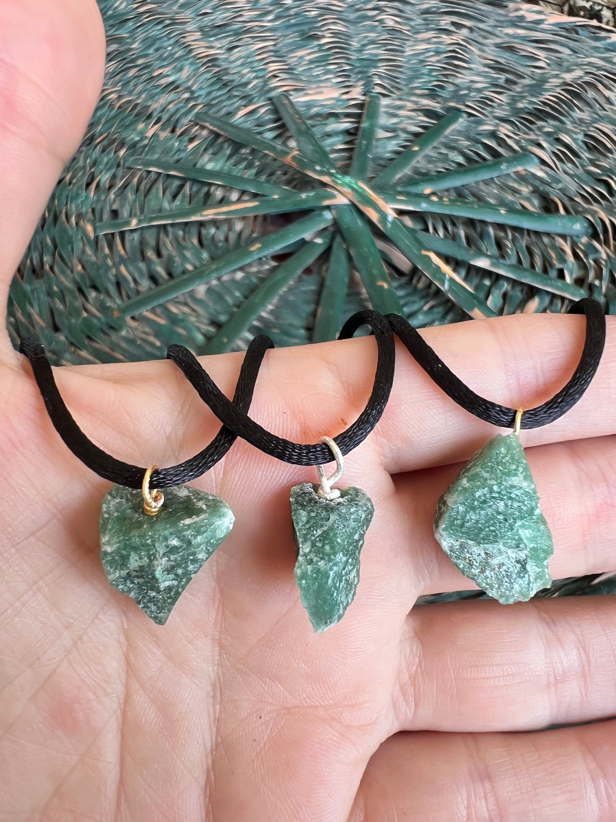 Natural Raw Green Aventurine Pendant Necklace | Adjustable Cord | Prosperity, Luck & Growth