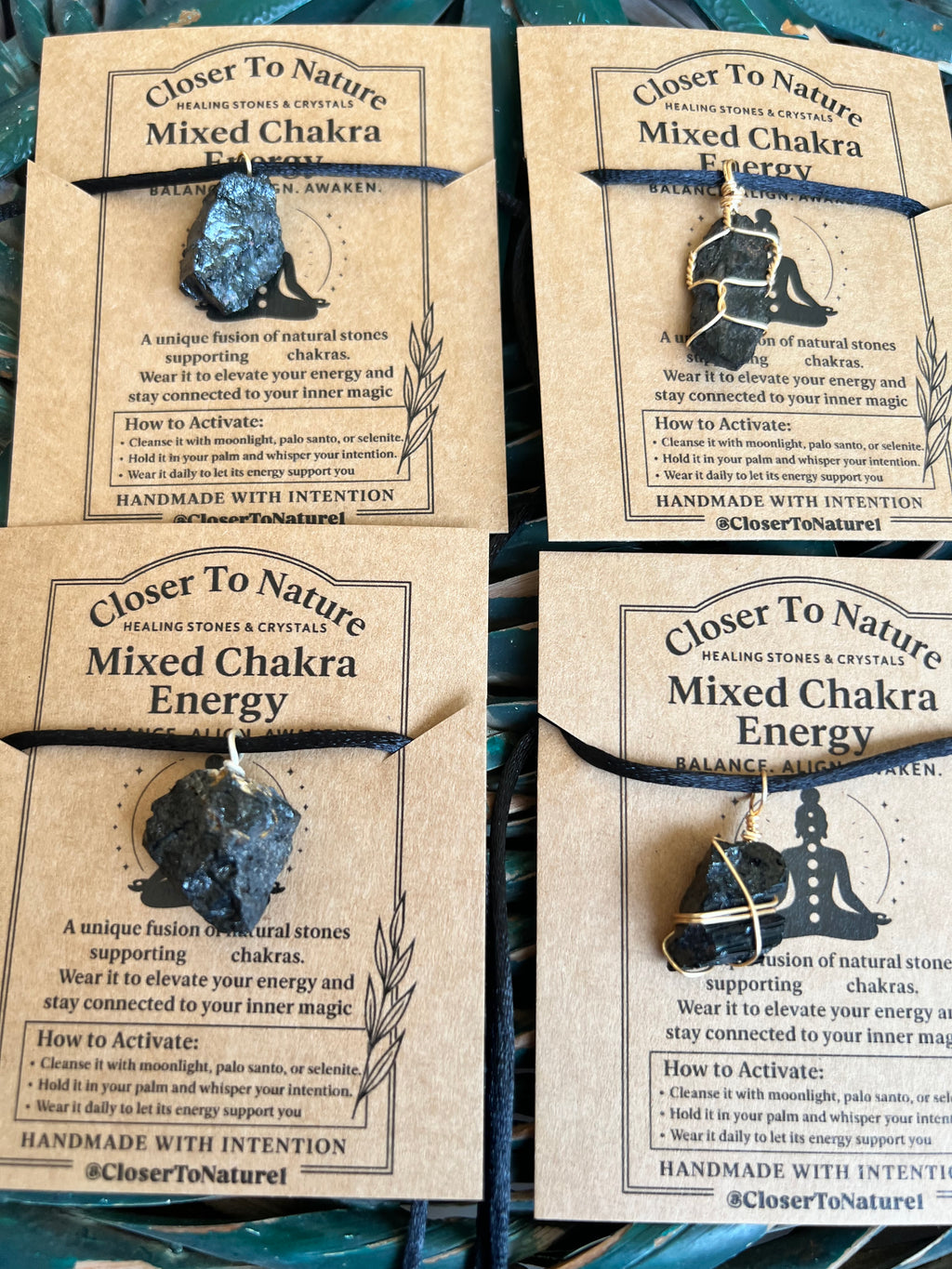 Natural Black Tourmaline Necklace – Raw or Wire Wrapped (Adjustable Cord)