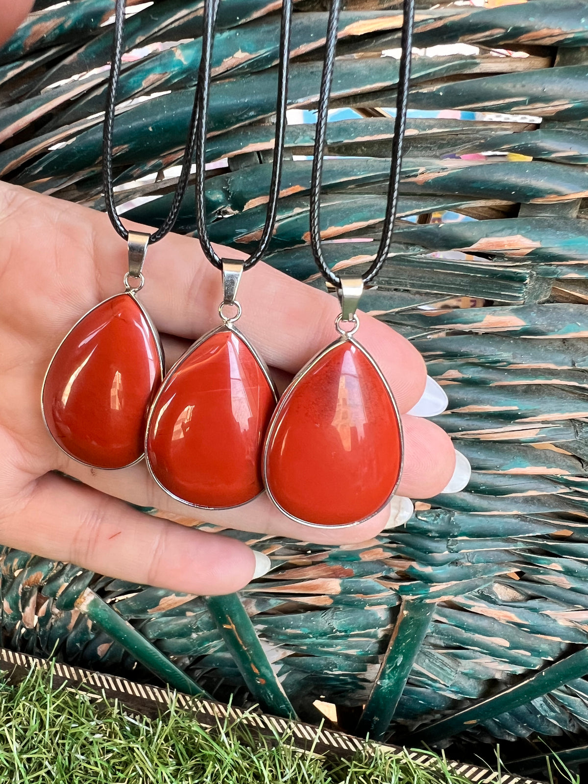 Red Jasper Silver Plated Teardrop Necklace – Strength, Courage & Grounding