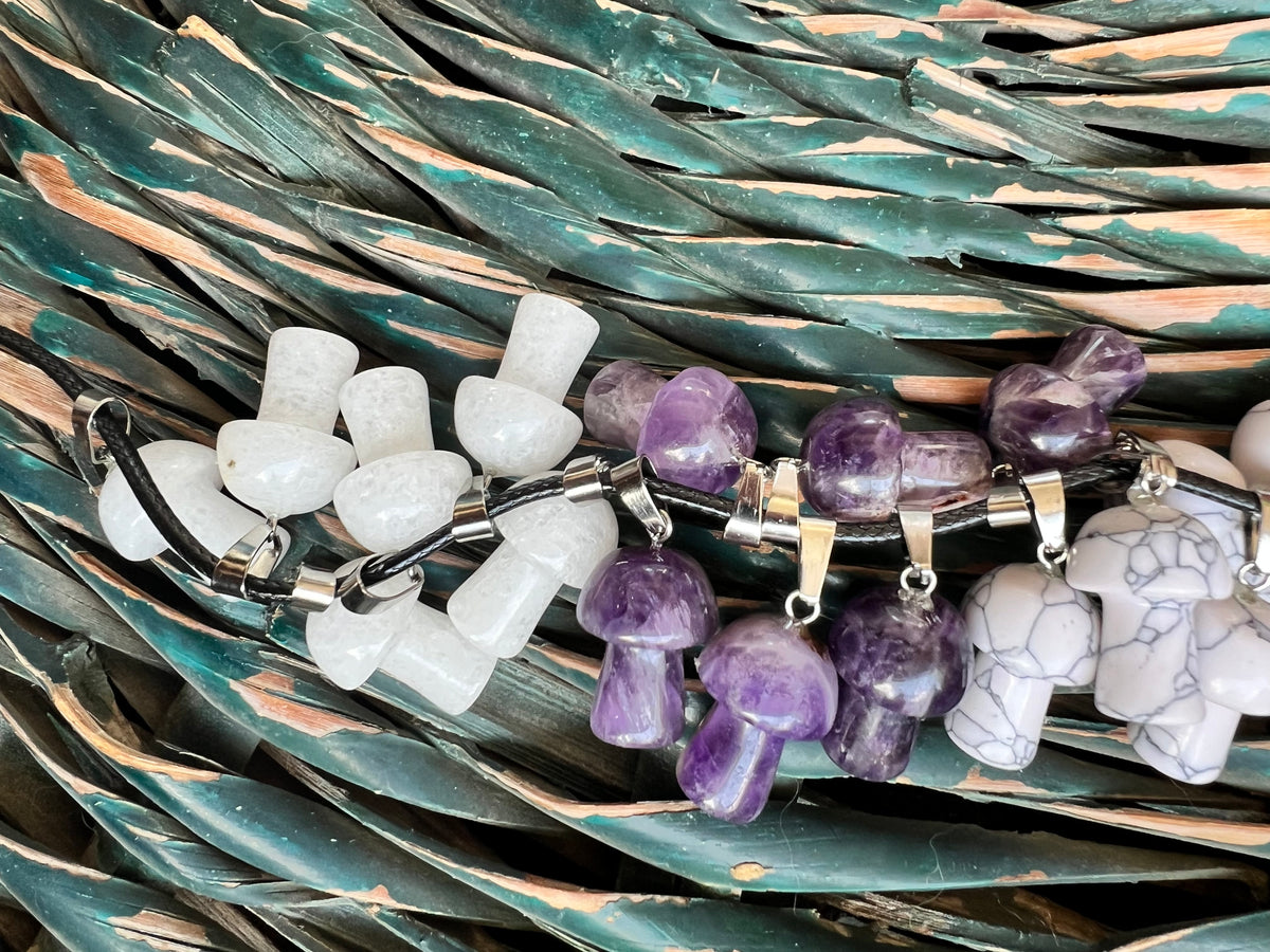 Natural Crystal Mushroom Necklace