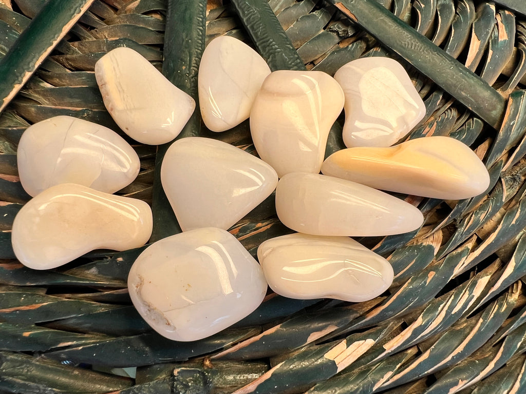 Natural White Opal Tumbled Stone