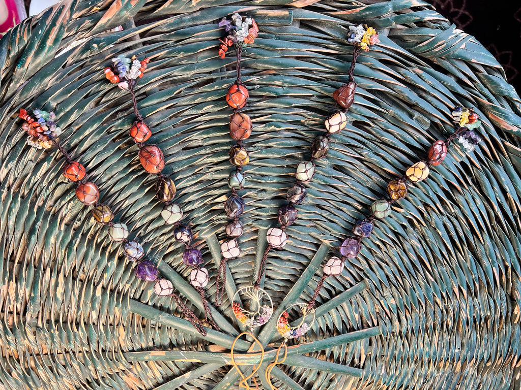 Natural Seven Chakra Hanging Charm – Tree of Life & Macramé Decor