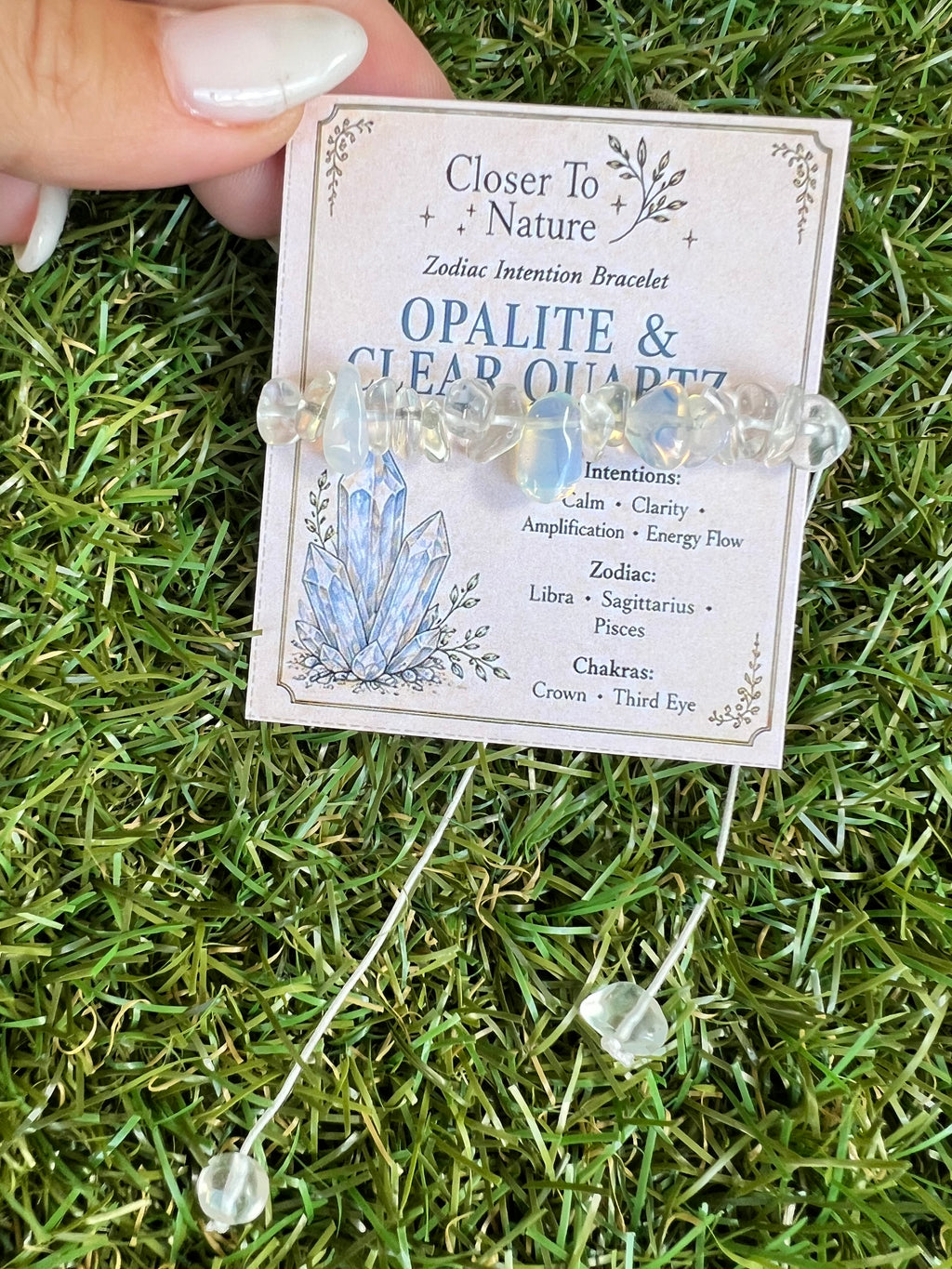 Opalite & Clear Quartz Zodiac Bracelet – Calm, Clarity & Energy | Libra, Sagittarius & Pisces