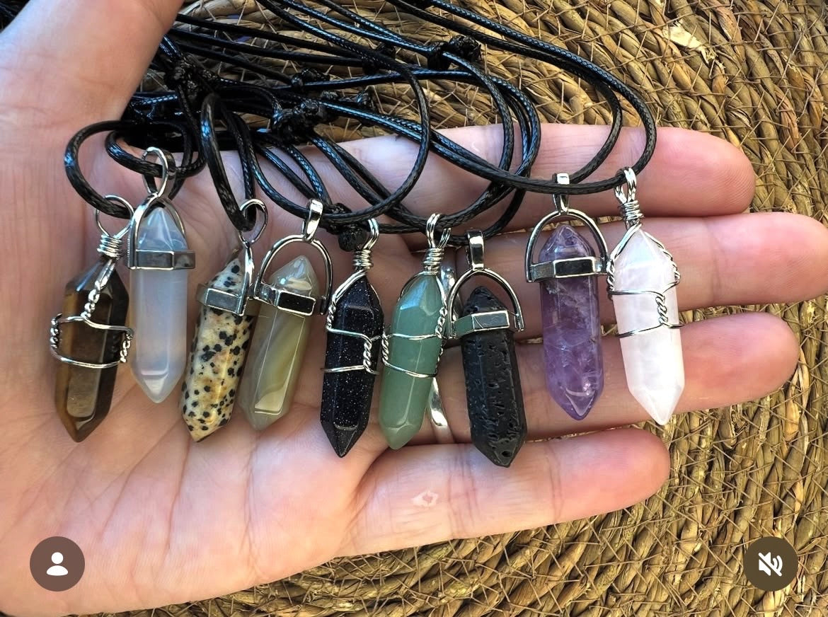 Natural Crystal Bullet Point Necklace