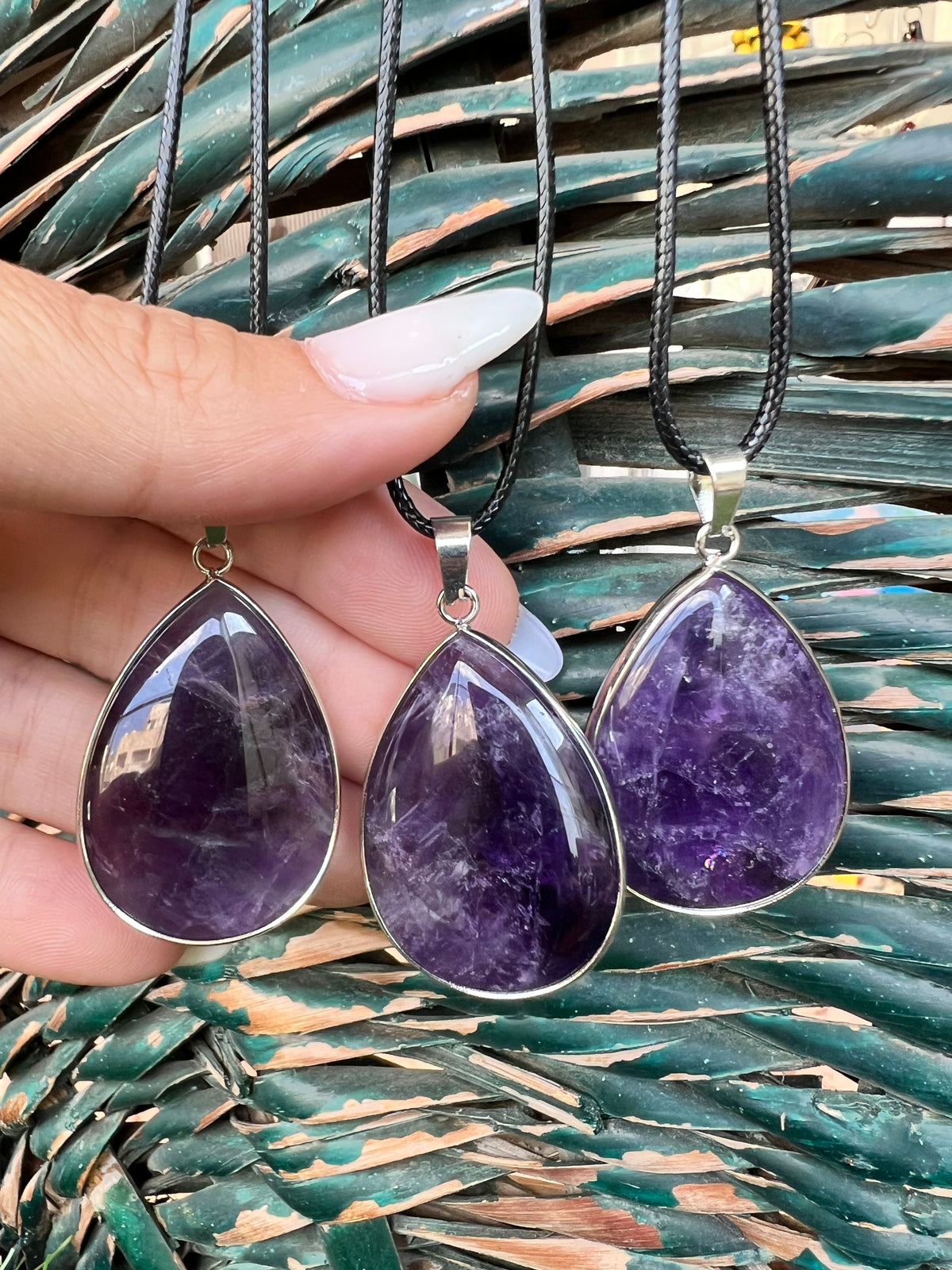Amethyst Silver-Plated Teardrop Necklace – Calm, Intuition & Protection