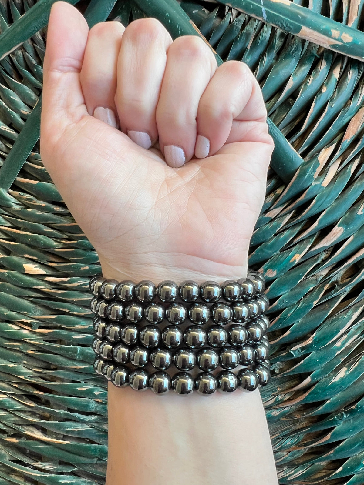 Natural Hematite 8mm Beaded Bracelet | Grounding, Protection & Focus Crystal Bracelet