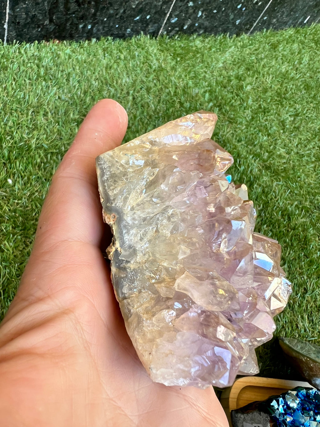 Natural Angel Aura Quartz Cluster – Statement Piece