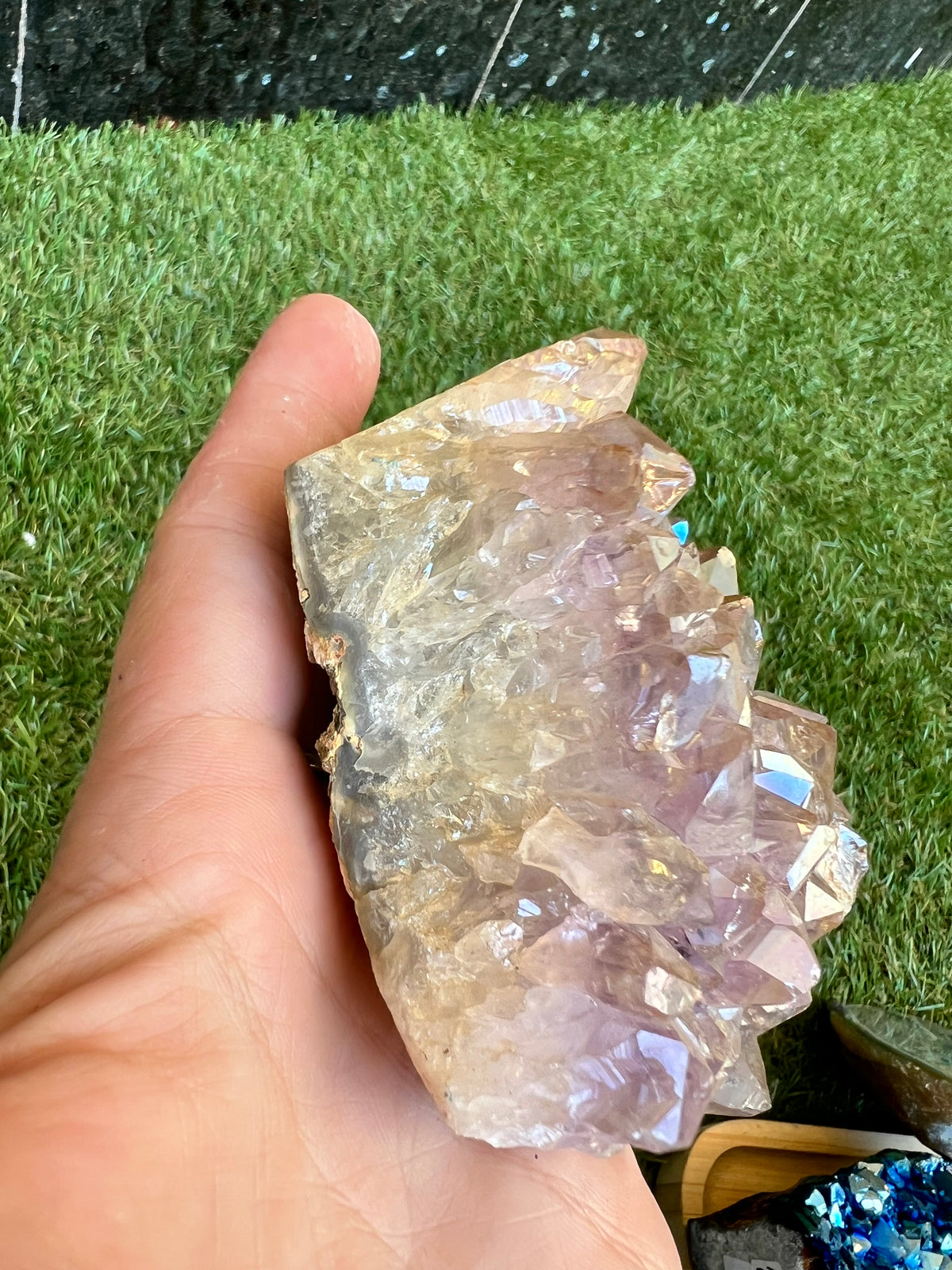Natural Angel Aura Quartz Cluster – Statement Piece