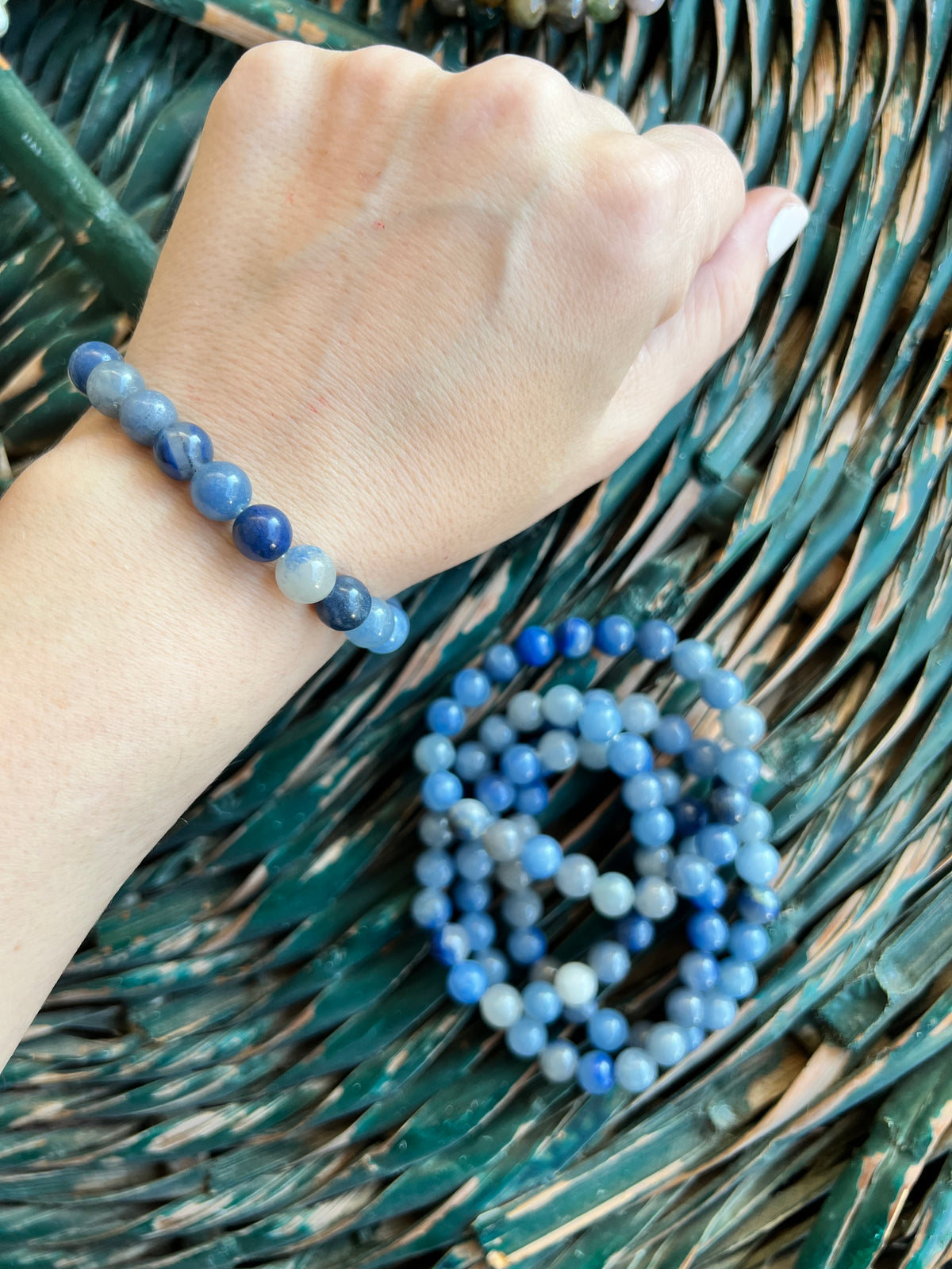 Natural Blue Aventurine 8mm Beaded Bracelet | Confidence, Inner Strength & Mental Clarity Crystal Bracelet