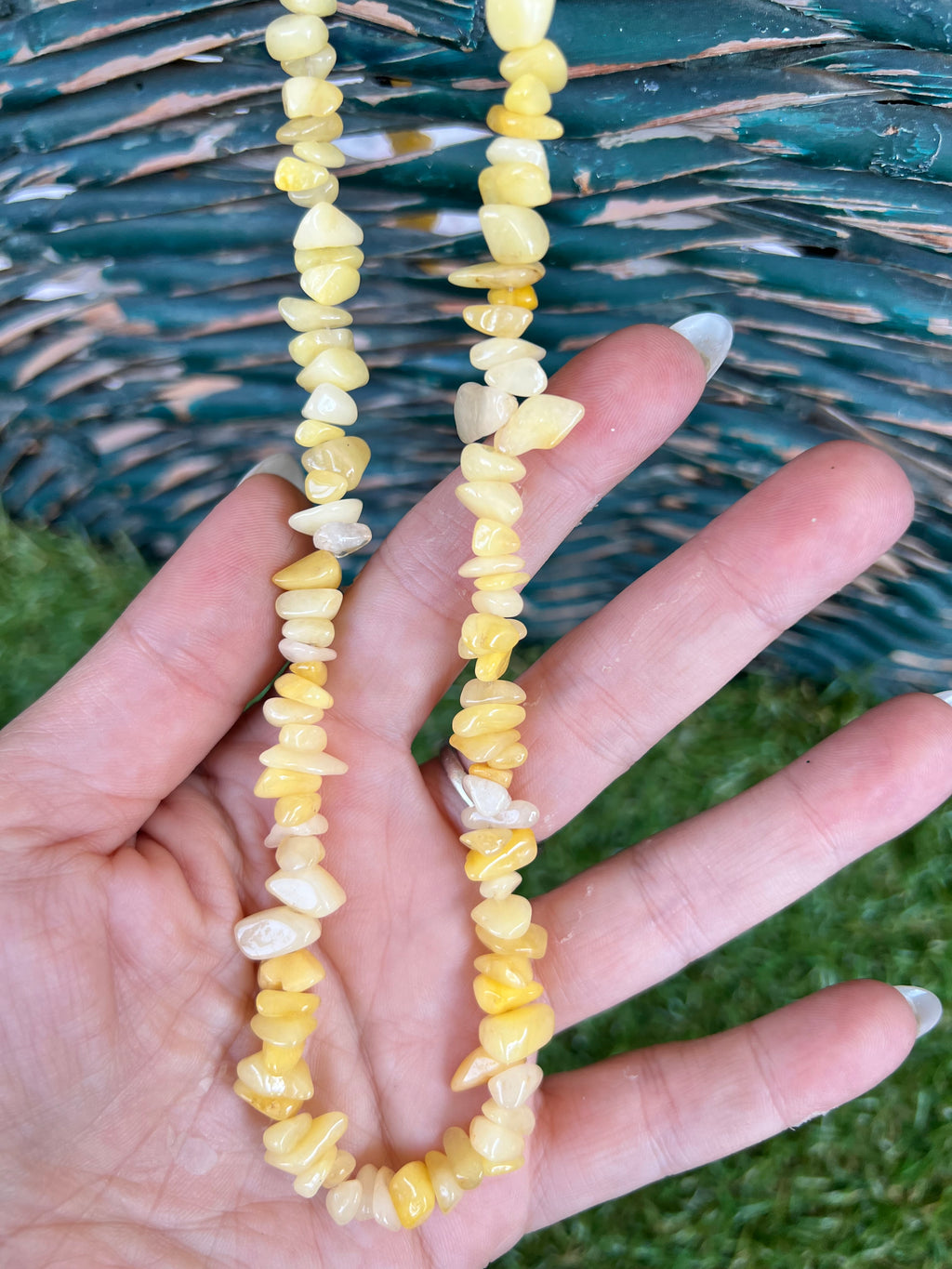 Natural Yellow Aventurine Chip Necklace | Genuine Irregular Gemstone Chips | Confidence, Joy & Prosperity