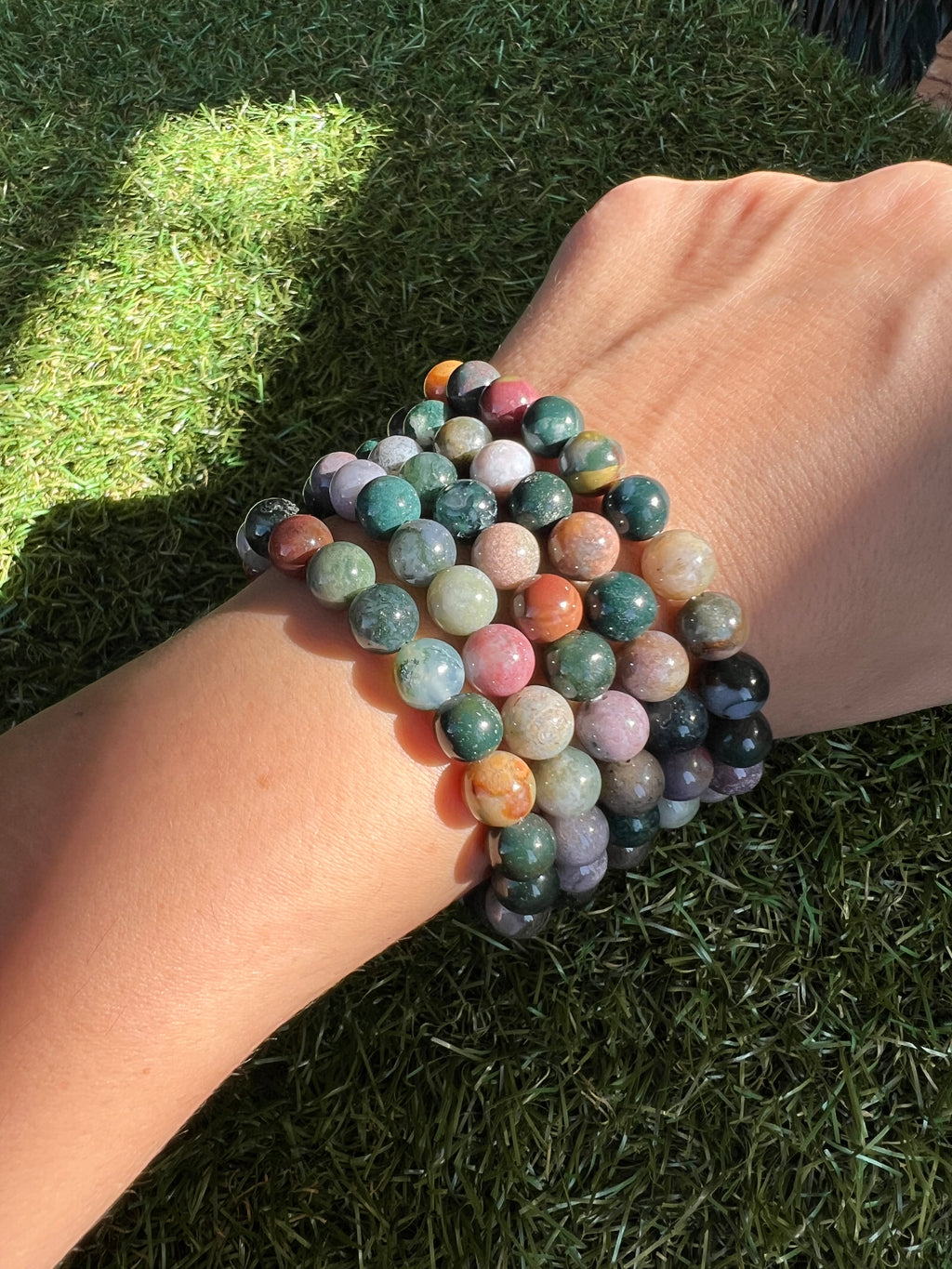 Natural Indian Agate 8mm Beaded Bracelet | Grounding, Stability & Protection Crystal Bracelet