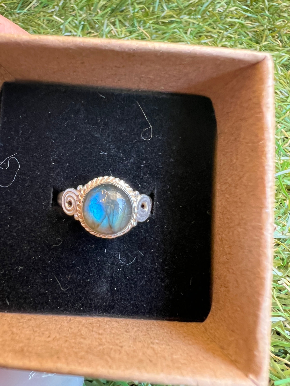Genuine Labradorite Ring in 925 Italian Sterling Silver