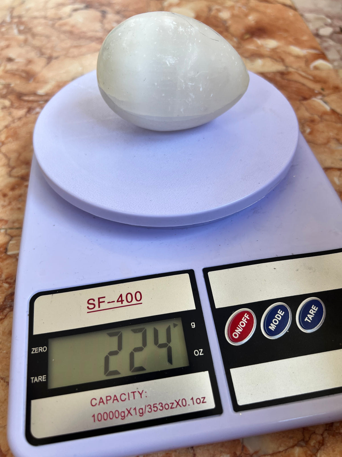 Natural Selenite Egg on Stand | Approx. 220 g | Cleansing, Clarity & Spiritual Protection