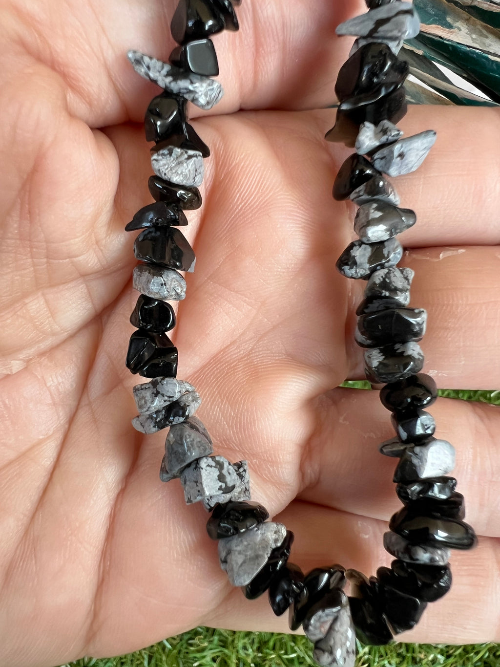 Natural Snowflake Obsidian Chip Necklace | Genuine Irregular Gemstone Chips | Protection, Balance & Grounding