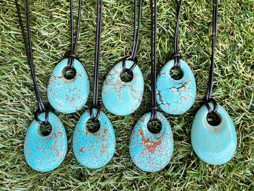 Natural Afghan Turquoise Pendant Necklace – Adjustable Cord