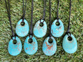 Natural Afghan Turquoise Pendant Necklace – Adjustable Cord