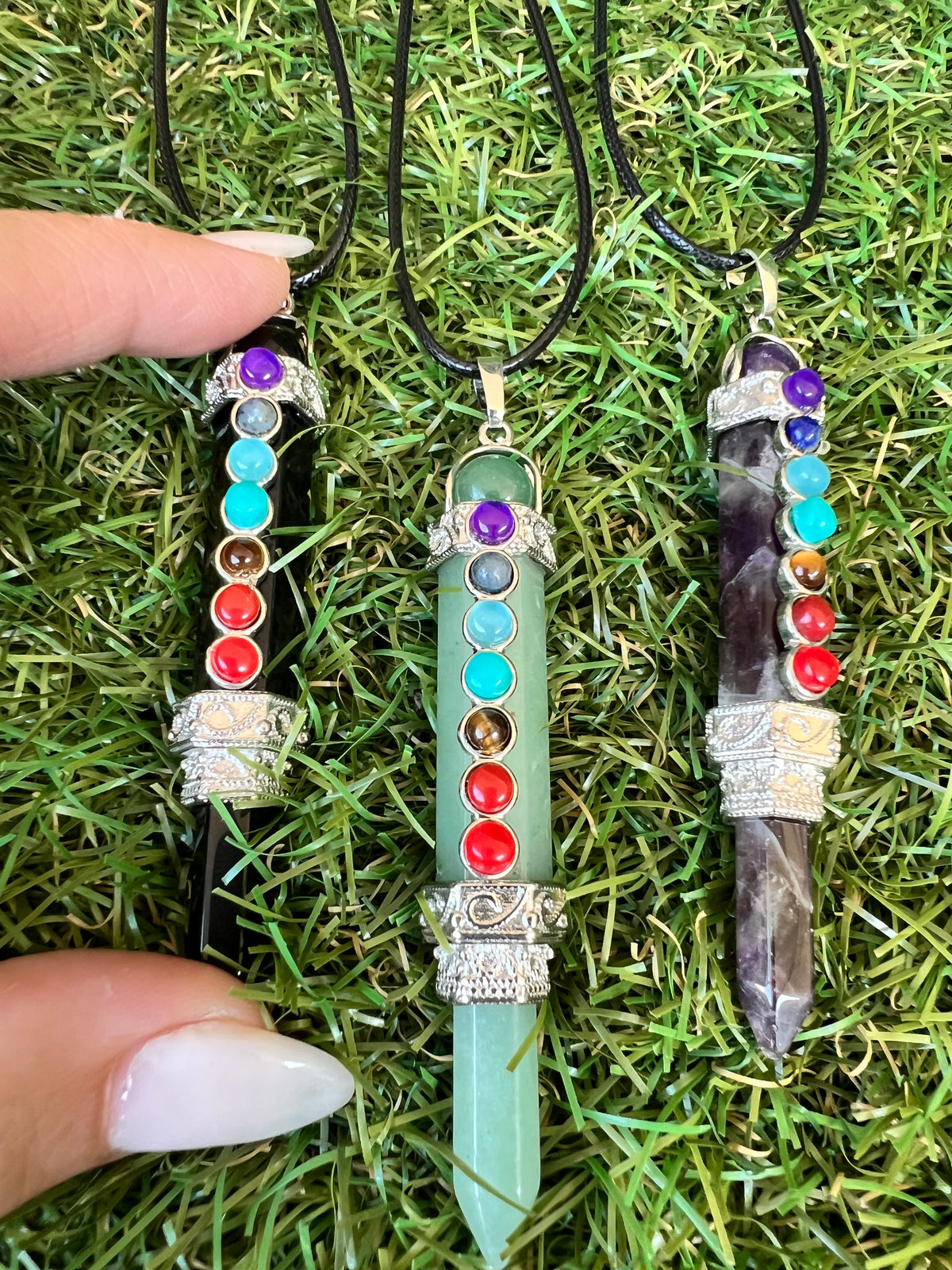 Natural 7 Chakra Gemstone Pendant Necklace – 8 cm