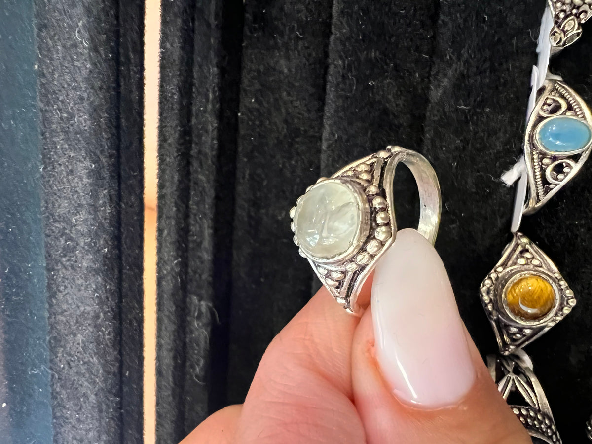 Natural Silver-Plated Crystal Rings Collection “Delicate A”
