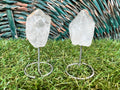 Natural Raw Clear Quartz on Metal Stand | Crystal Display | Approx. 8 cm | Clarity, Amplification & Energy Cleansing