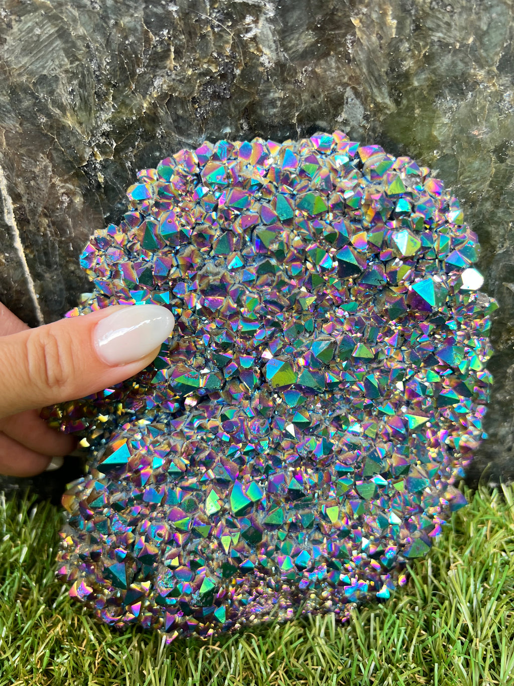 Natural Rainbow Aura Quartz Cluster – 1,294 g