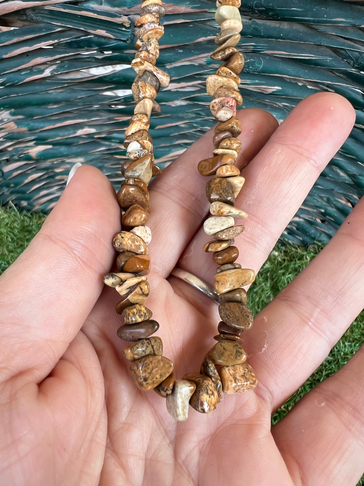 Natural Picture Jasper Chip Necklace | Genuine Irregular Gemstone Chips | Grounding, Stability & Creativity