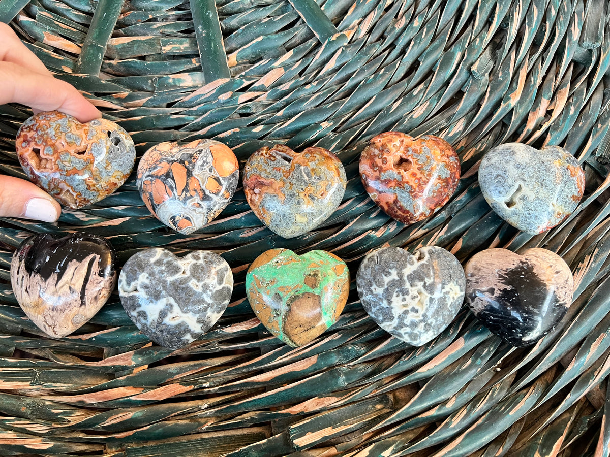 Natural Agate, Jasper & Opal Heart Collection