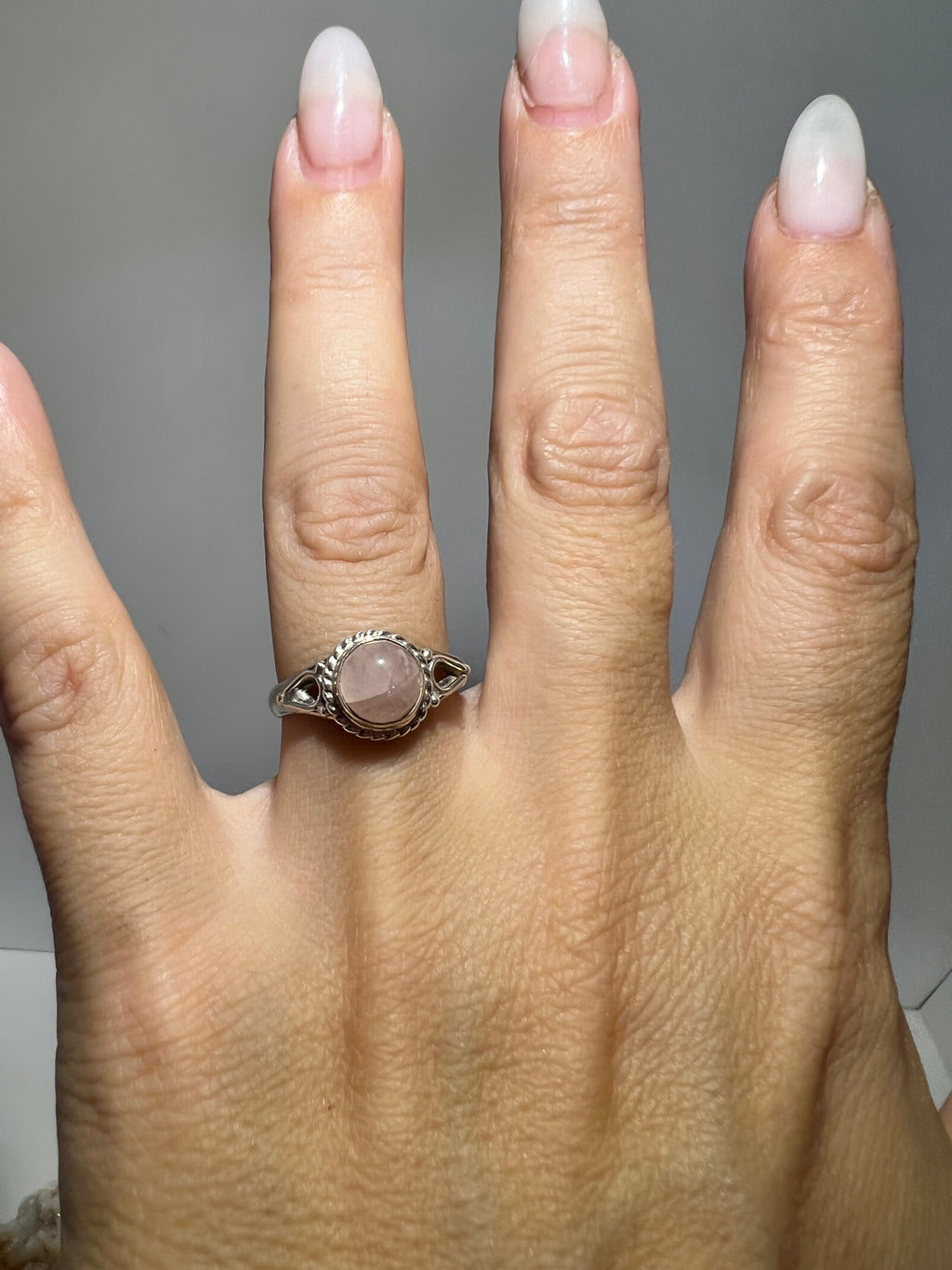Genuine Natural Rose Quartz Ring in 925 Italian Sterling Silver
