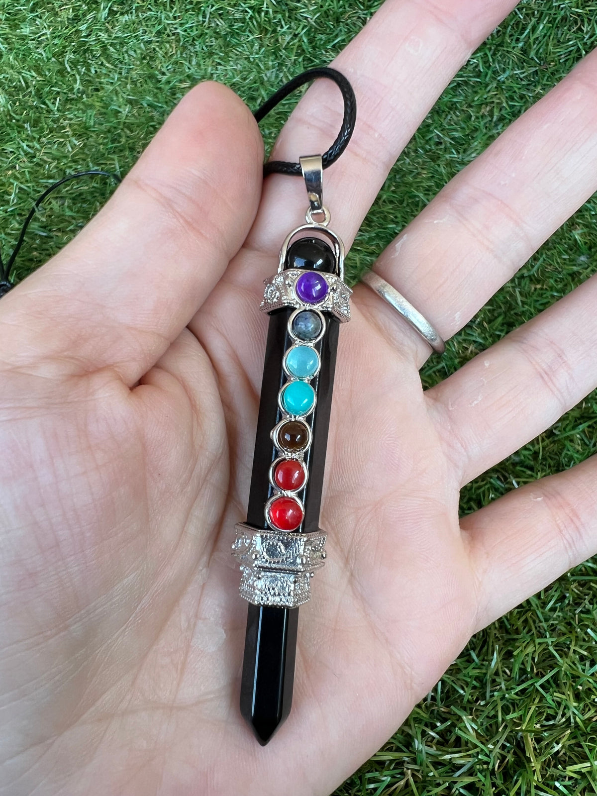 Natural 7 Chakra Gemstone Pendant Necklace – 8 cm