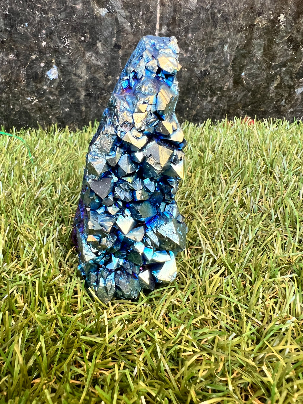Natural Blue Titanium Aura Quartz Cluster – 309 g