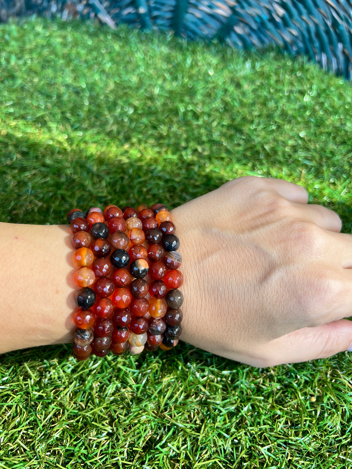 Natural Faceted Carnelian Bracelet | 8mm Genuine Gemstone Beads | Motivation, Confidence & Vitality