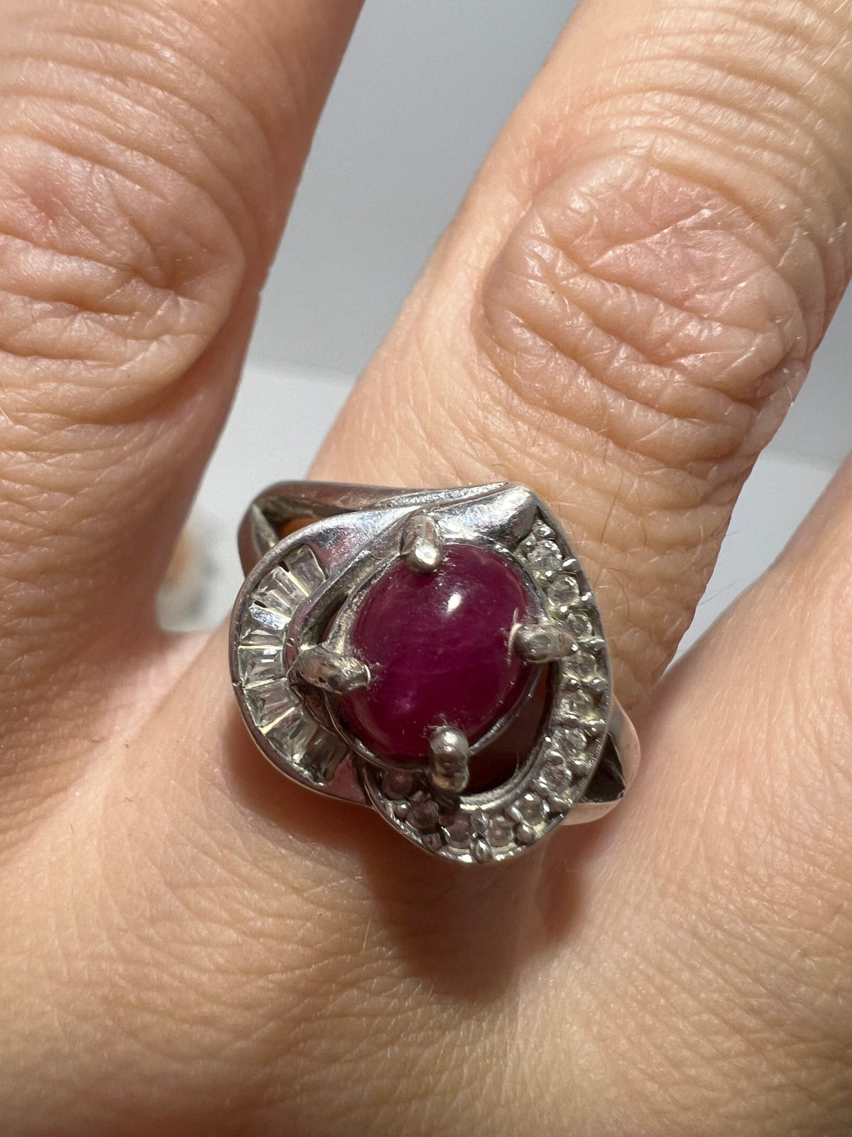 Natural Indian Ruby Ring in 925 Italian Sterling Silver | Genuine Ruby with Zircon Accents
