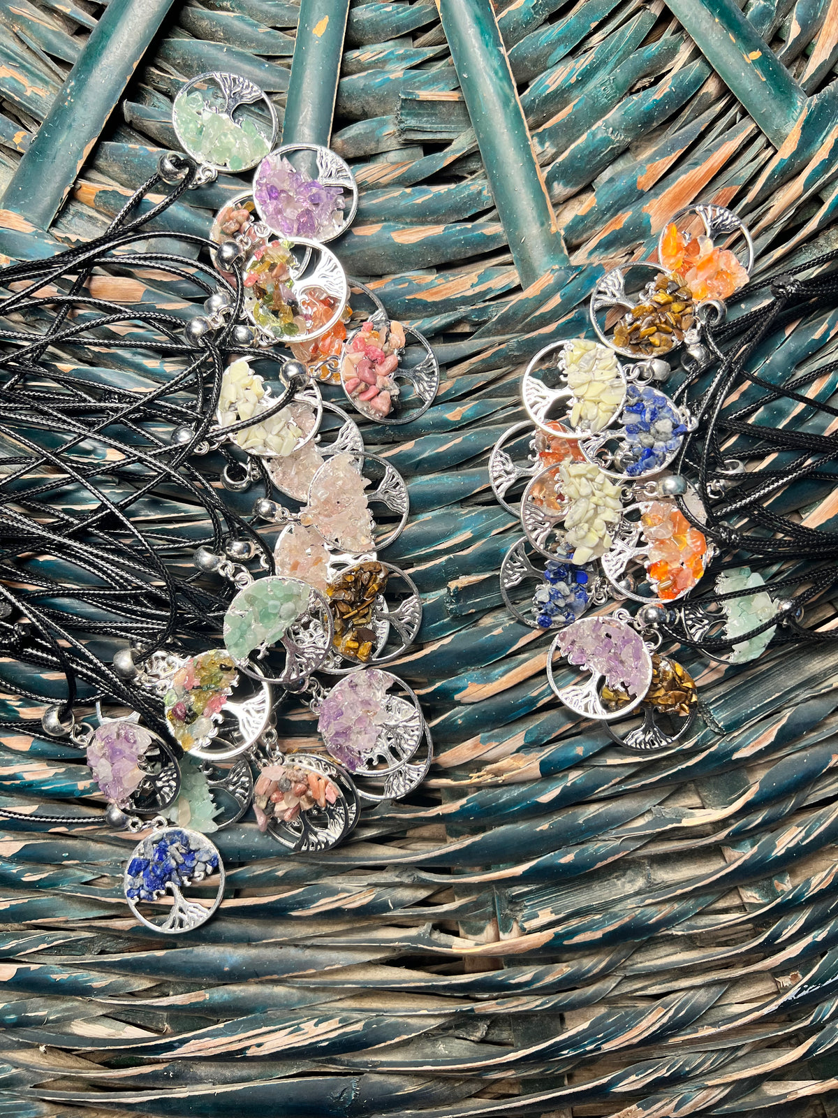 Natural Tree of Life Crystal Necklace – Choose Your Stone (Adjustable Cord)