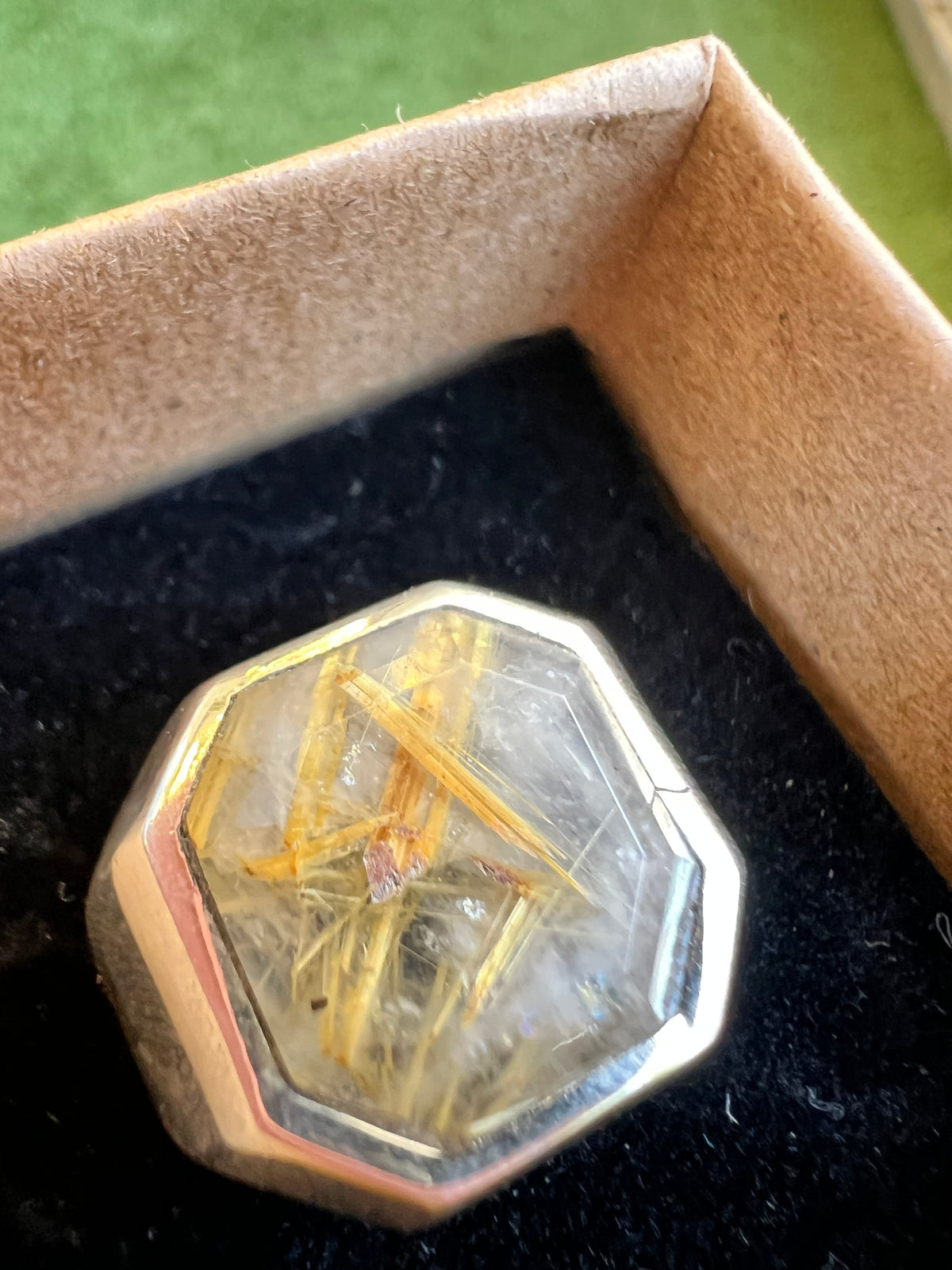 Golden Rutilated Quartz Abundance Ring in 925 Italian Sterling Silver