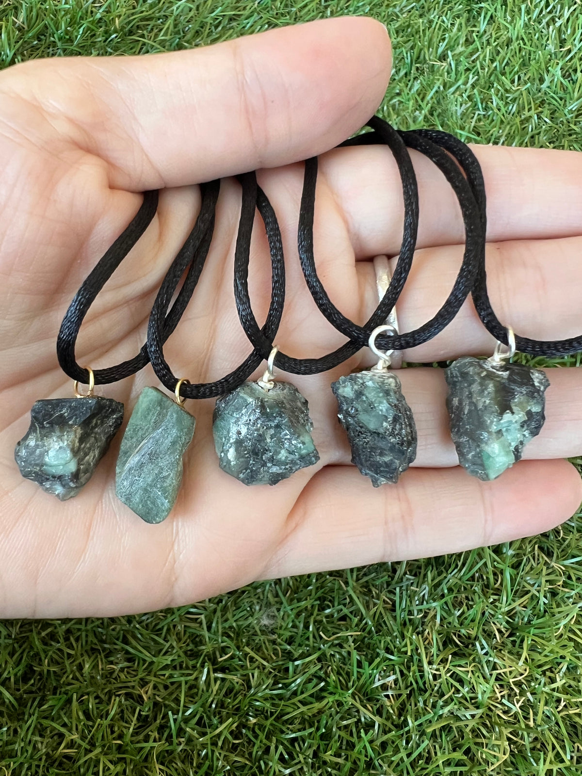 Natural Raw Emerald Necklace – Genuine Rough Emerald Crystal Pendant