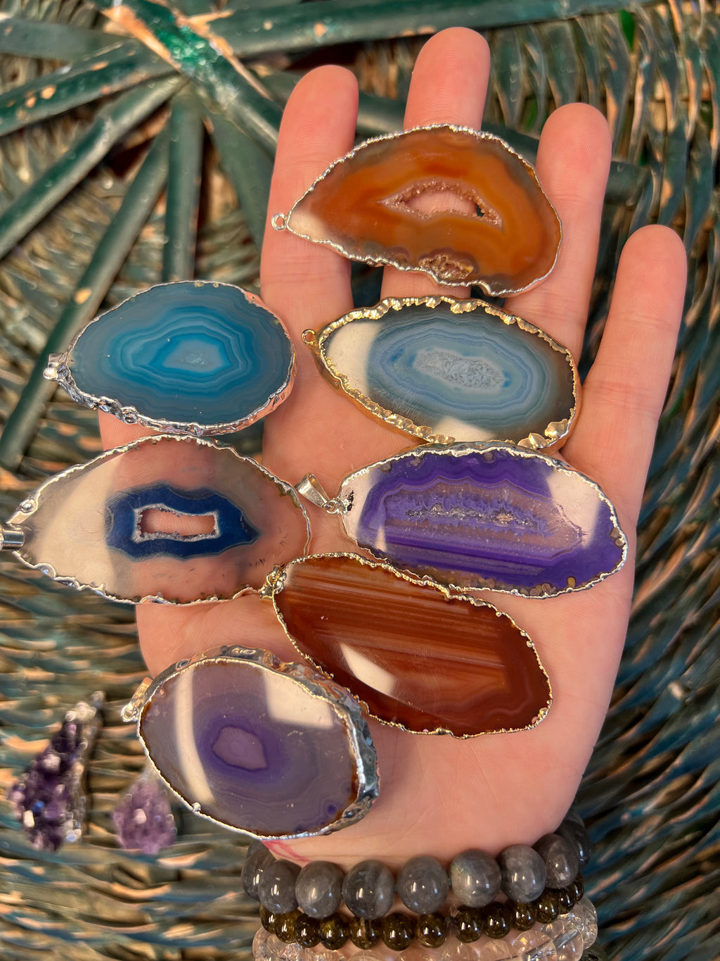Natural Agate Slice Necklace – Choose Your Color (Adjustable Cord)