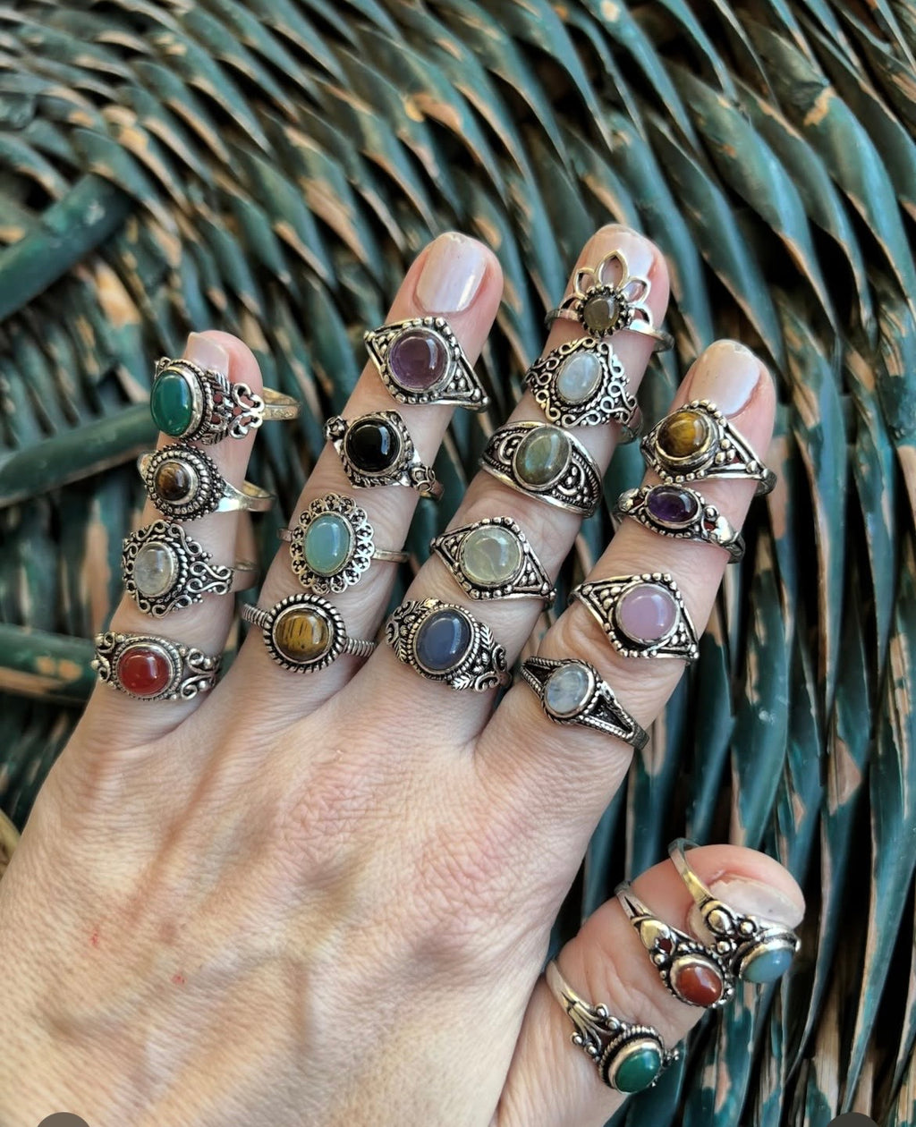 Natural Silver-Plated Crystal Rings Collection “Delicate A”