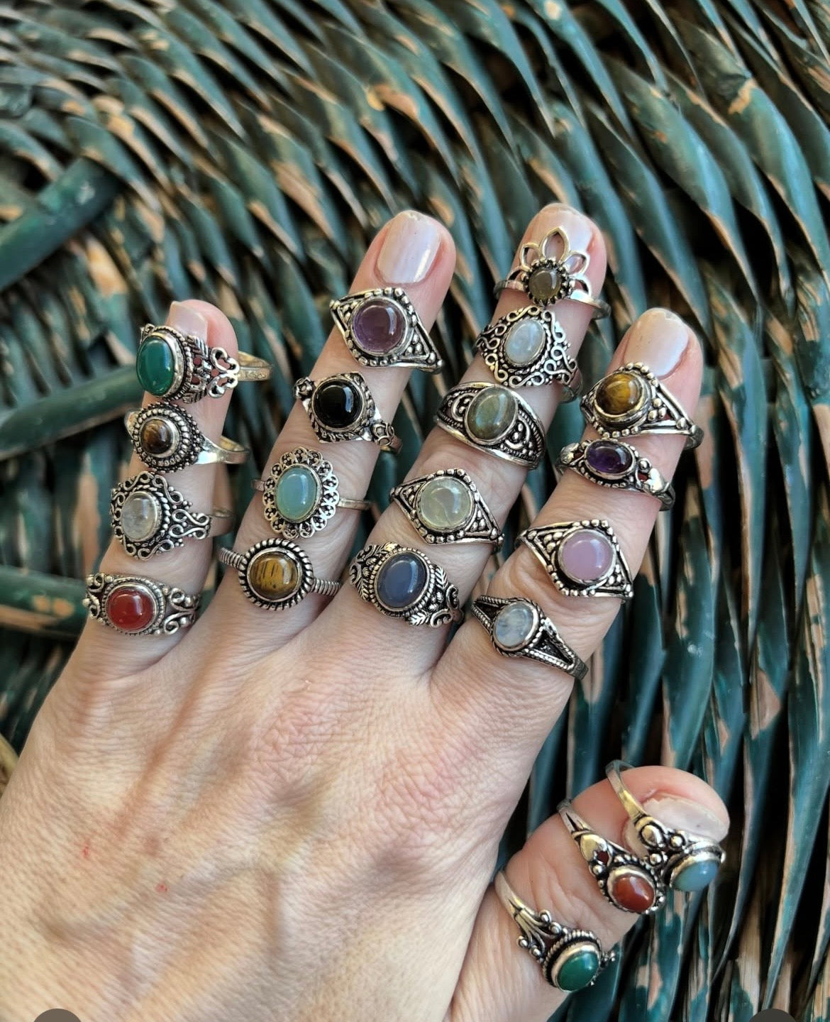 Natural Silver-Plated Crystal Rings Collection “Delicate A”