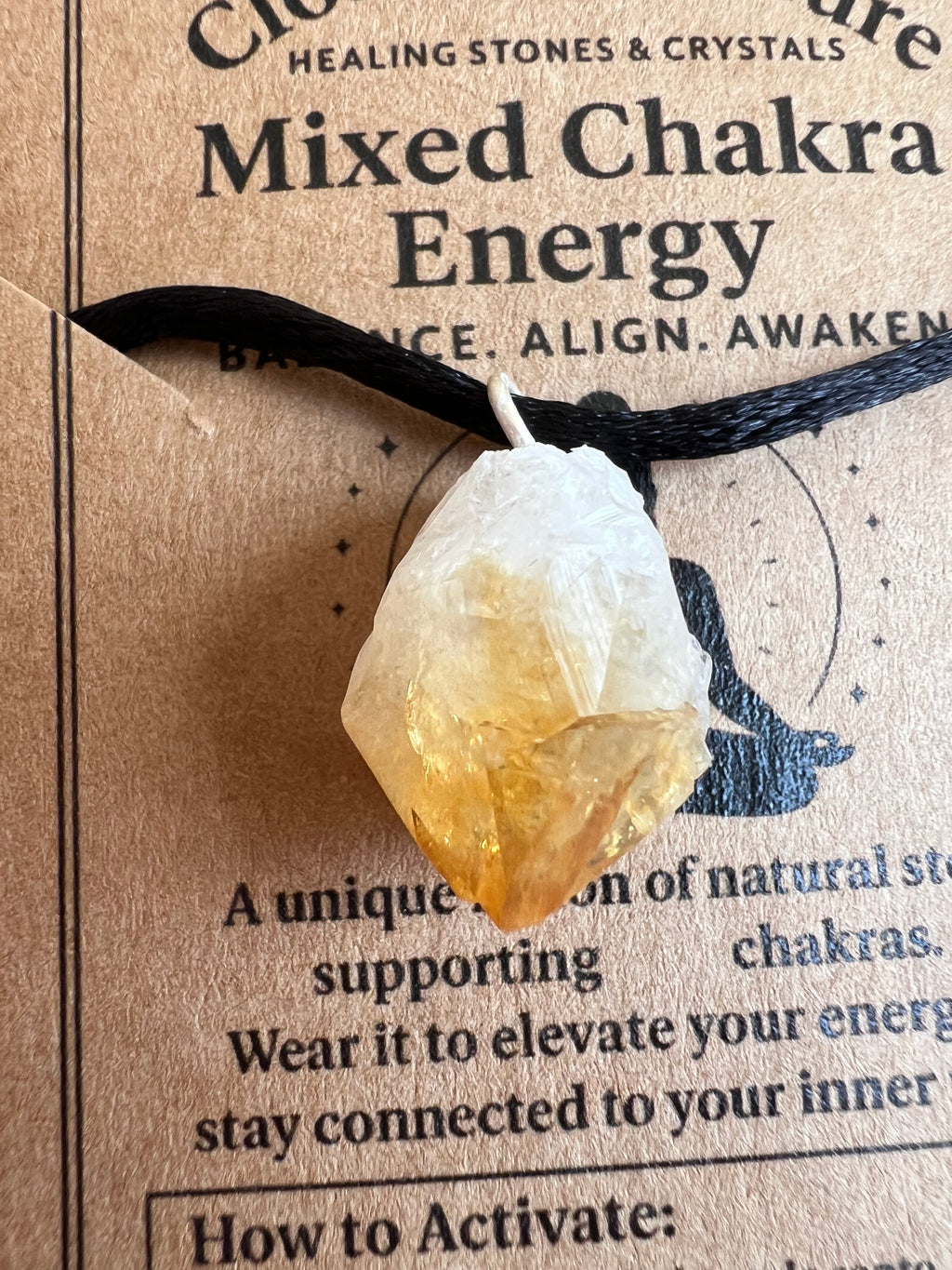 Natural Raw Citrine Necklace – Adjustable Cord
