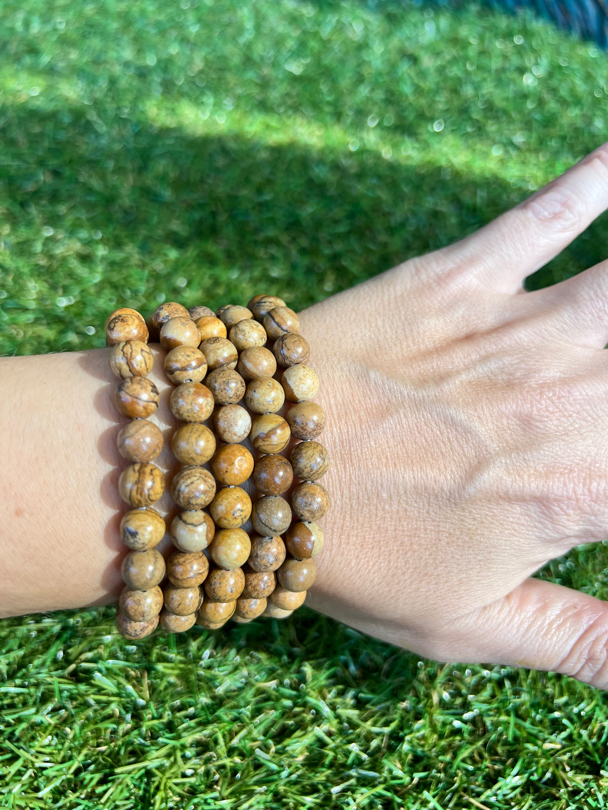 Natural Picture Jasper Bracelet | 8mm Genuine Gemstone Beads | Grounding, Stability & Creativity
