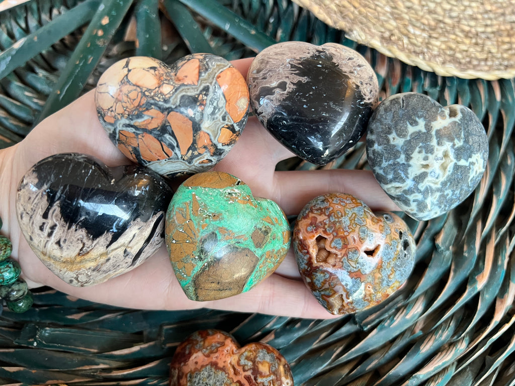 Natural Agate, Jasper & Opal Heart Collection
