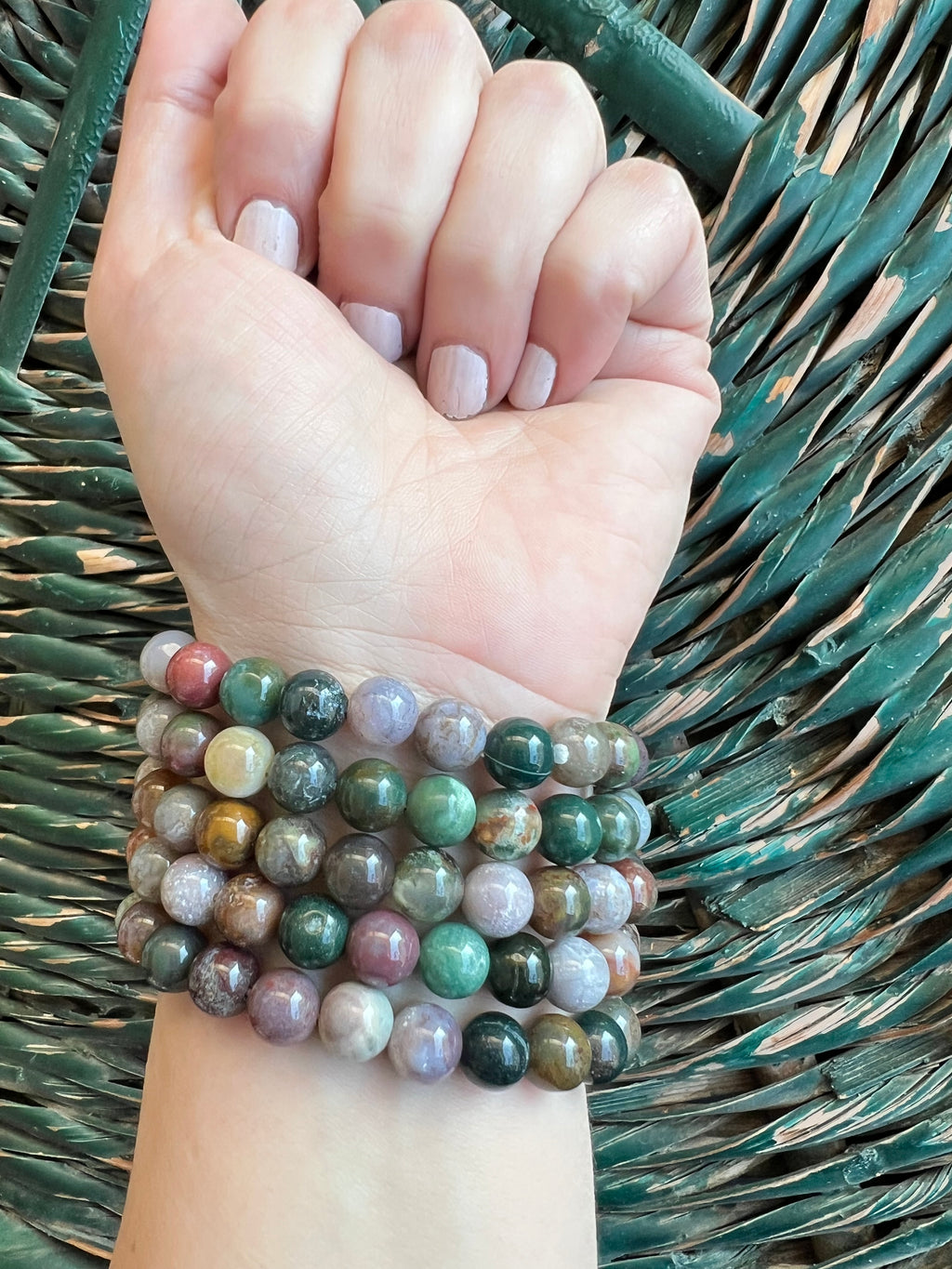 Natural Indian Agate 8mm Beaded Bracelet | Grounding, Stability & Protection Crystal Bracelet