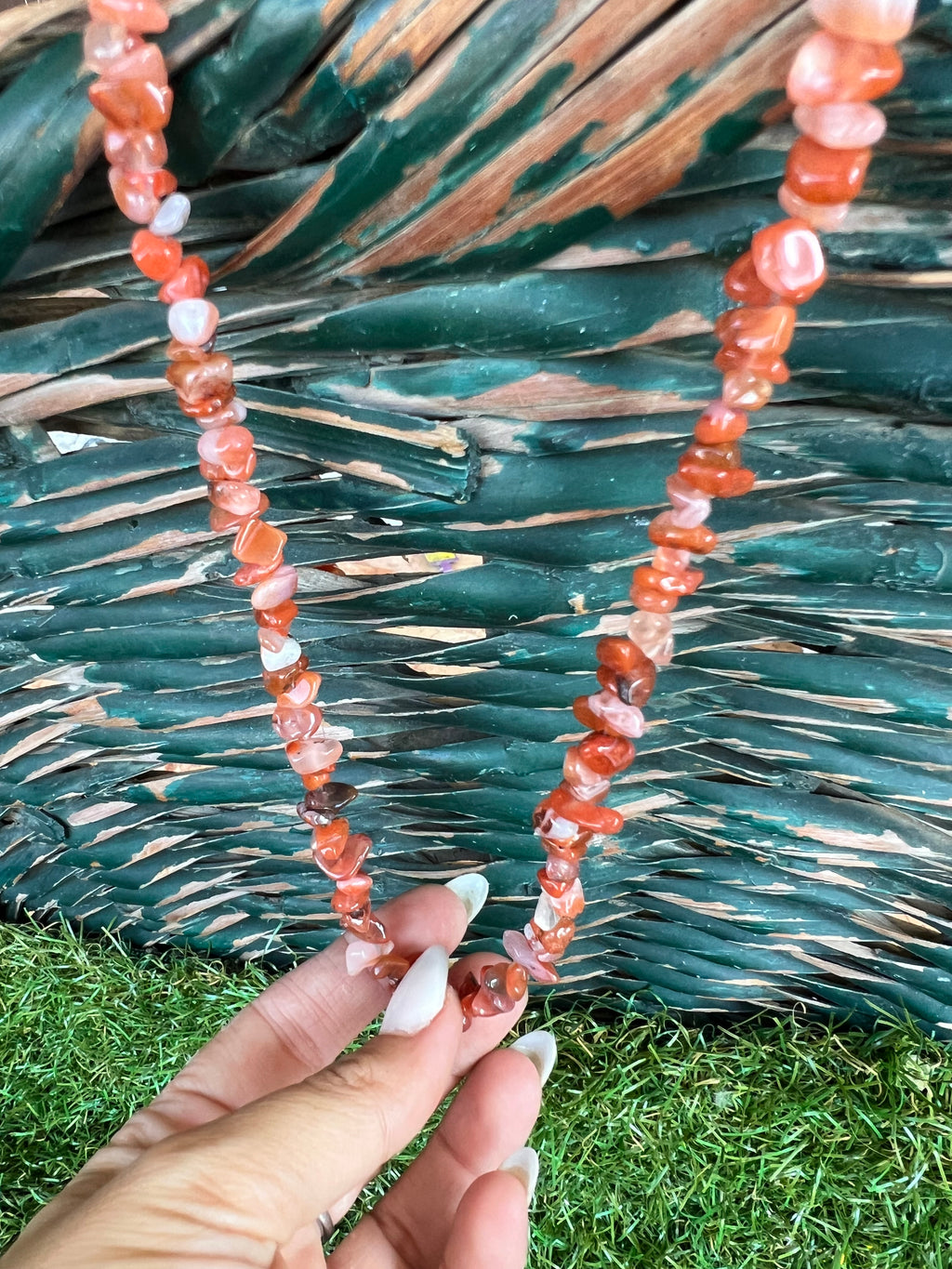 Natural Carnelian Chip Necklace | Genuine Irregular Gemstone Chips | Motivation, Confidence & Vitality
