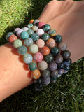 Natural Indian Agate 8mm Beaded Bracelet | Grounding, Stability & Protection Crystal Bracelet