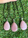 Rhodonite Teardrop Silver Plated Necklace – Compassion, Emotional Healing & Balance