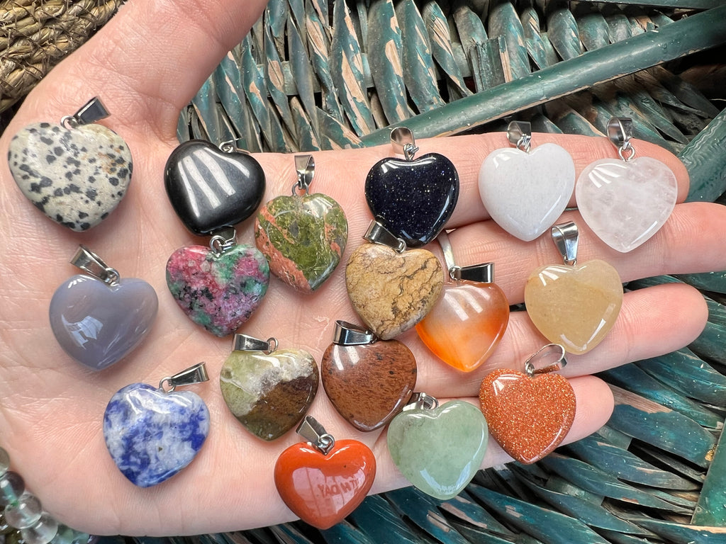 Natural Crystal Heart Necklace – Choose Your Stone (Adjustable Cord)