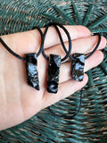 Natural Black Obsidian Pendant Necklace – Adjustable Cord