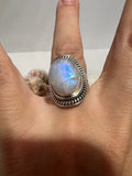 Natural Rainbow Moonstone Intuition Ring in 925 Italian Sterling Silver
