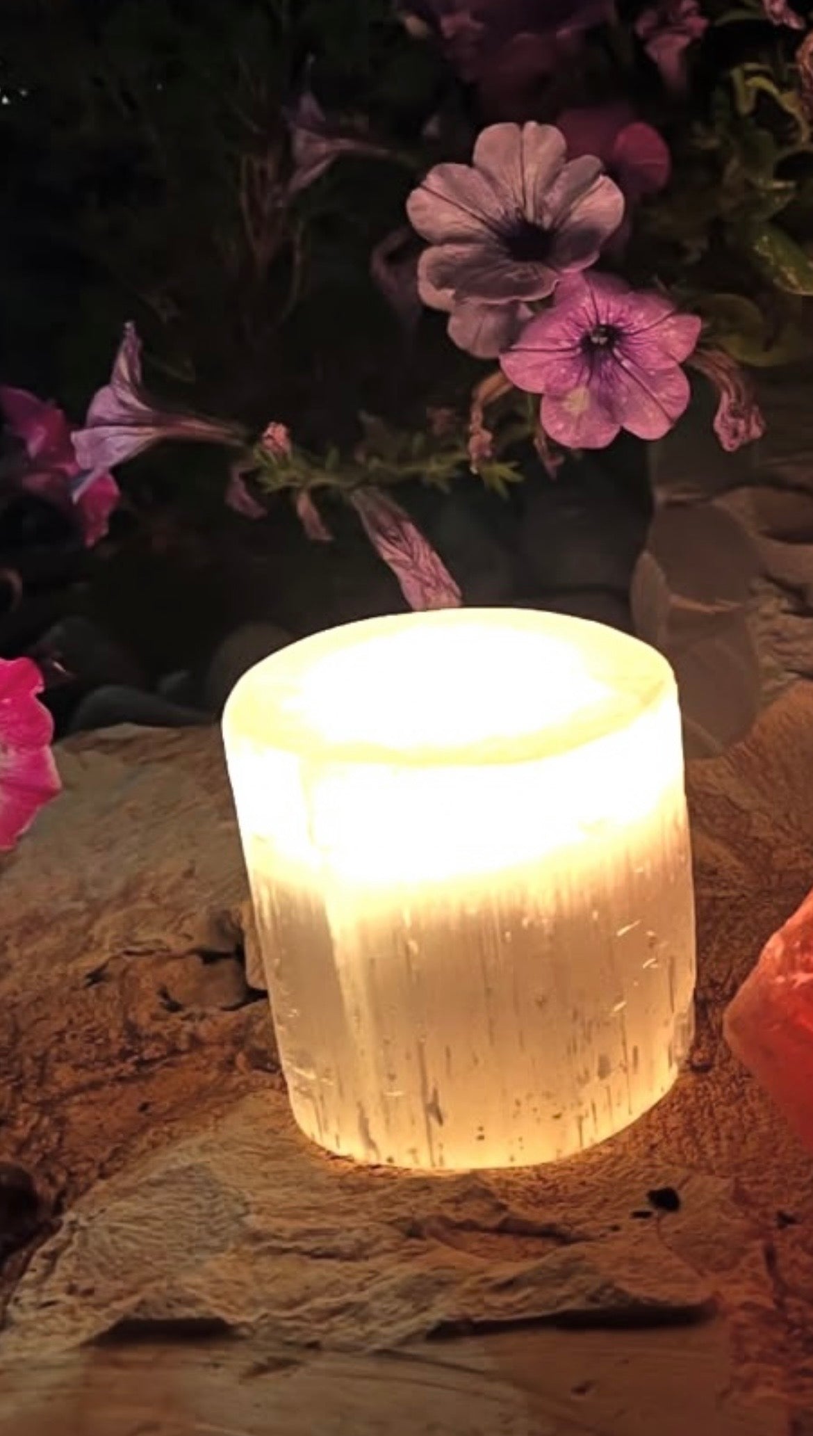 Natural Selenite Candle Holder – Cleansing & Peace