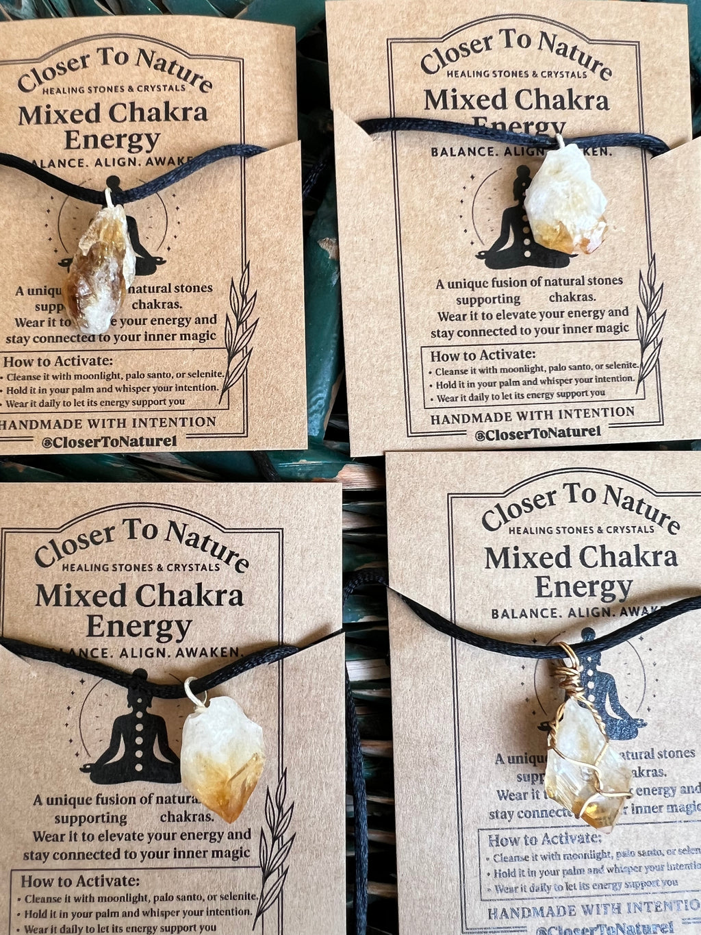 Natural Raw Citrine Necklace – Adjustable Cord