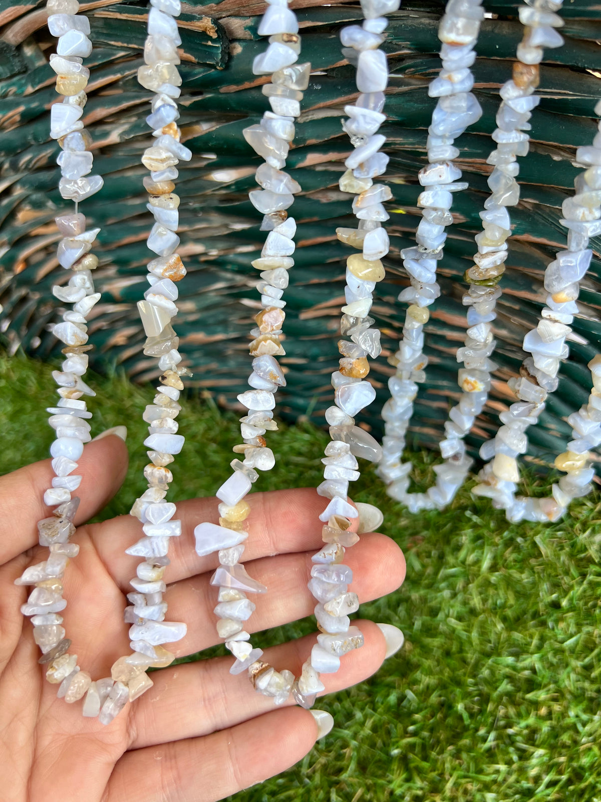 Natural Blue Lace Agate Chip Necklace | Genuine Irregular Gemstone Chips | Peace, Communication & Emotional Harmony